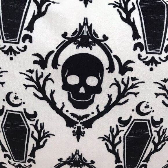 Skeleton Skull & Coffins Whimsigoth Throw Pillow Black White Gothic Decor 15" - Picture 4 of 8